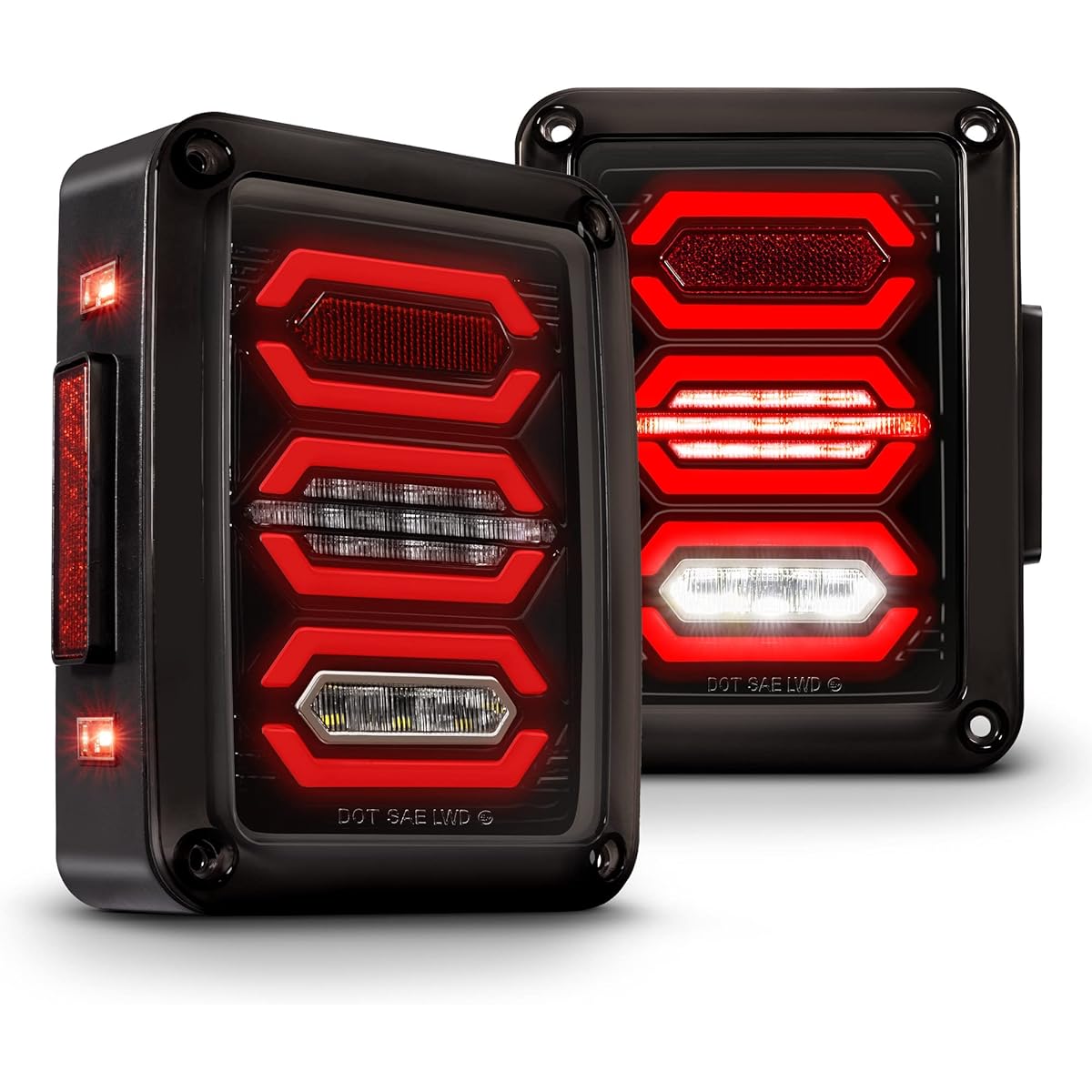 True Mods LED LED Reartail Light replacement JEEP WRANGLER [Hexagon Design] [Smoke Lens] [Plug and Play] LED Brake Light Jeep Wrangler JK JKU UNLIMITED Accessories 2007-2018