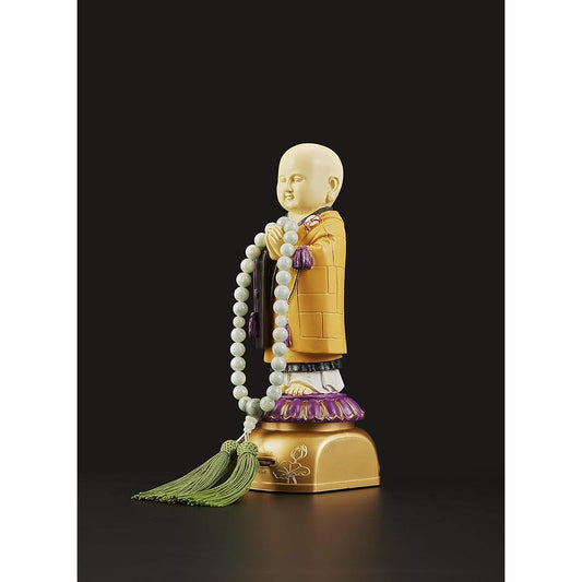 S-World My Family's Monk (Kesa Type) Heart Sutra Body: Approx. 8.5 x 8.5 x 20.5 cm, Base: Approx. 8 x 10 x 4 cm