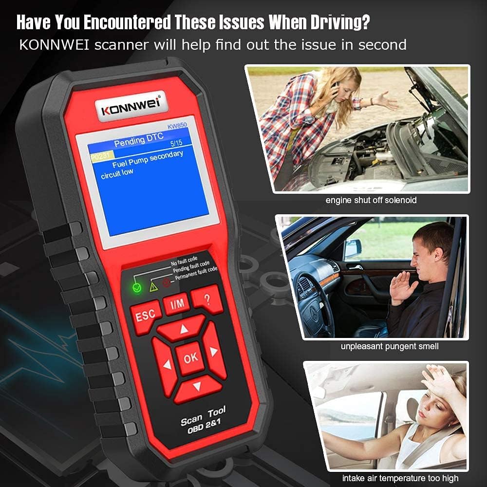 Obd2 Scanner, Auto Diagnostic Code Scanner KW850 Pro Universal Car Engine Scanner OBD Scanner Tool Check Engine Light All OBD II Car Code Reader Since 1996 [2018 Upgraded Exclusive Version] KW850 Pro 4333089962