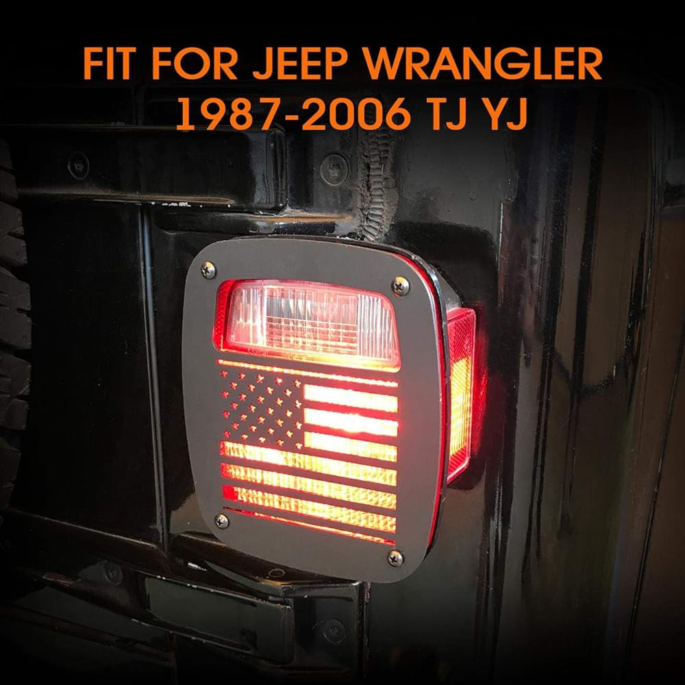 PARTOL Black Exterior Rear Tail Light Guard Cover Shade Hollow Out Jeep Langler 1987-2006 TJ YJ QP0B00L50U8