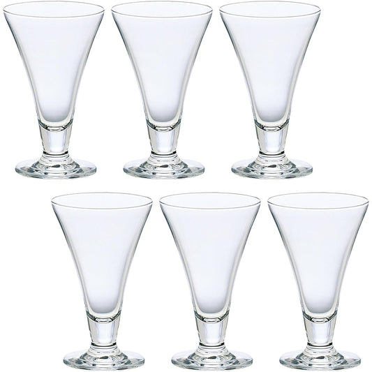 ADERIA H・AX Dressy Parfait Glass Clear 290ml Set of 6 Made in Japan Dessert Sundae Container Cup Glass Stylish Ice Cream Cream Soda with Feet Coffee Shop Tableware Commercial Use Reinforced Mouth Standard L6643