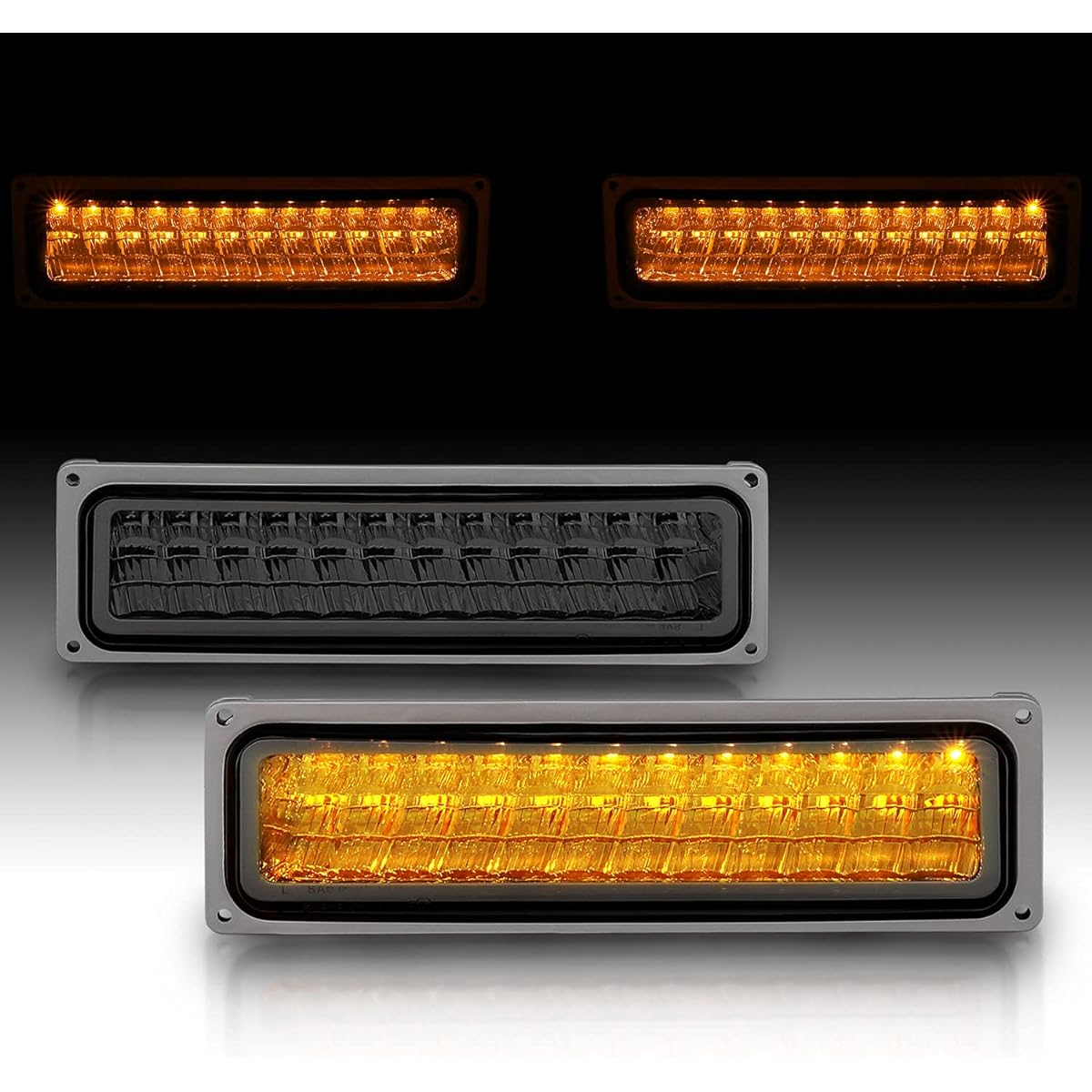 AMERILITE Smoked LED Parking Winker Light Set Full Size/Blazer/Subburn for Sierra/Yukon -The passenger seat and driver's seat side