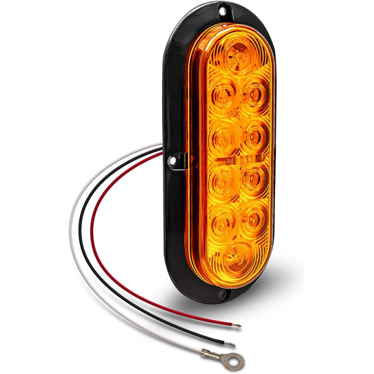 TRUE MODS 6 inch Amber Oval LED Trailer Tail Light [Dot FMVSS 108] [SAE I6P] [surface installation] [IP67 Waterproof] [Park & Winker] Marine Trailer Light Bat Trailer RV Truck for RV Trucks