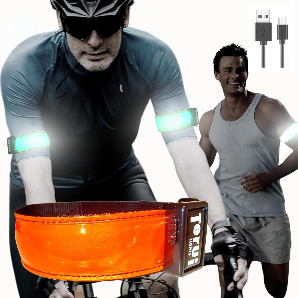 TERUI Lights Osaka Running Light Rechargeable Big Size L XL Arm Band Reflective Band Night Bicycle Reflector Walking Light Glowing LED Light Fluorescent Arm