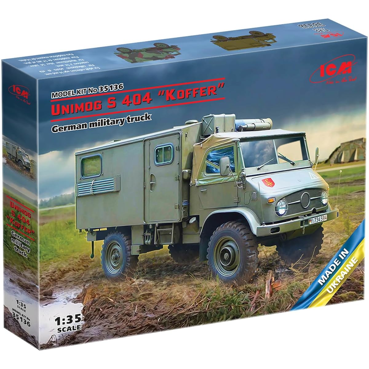 ICM 1/35 German Unimog S404 Box Body Military Truck Plastic Model 35136 Molding Color