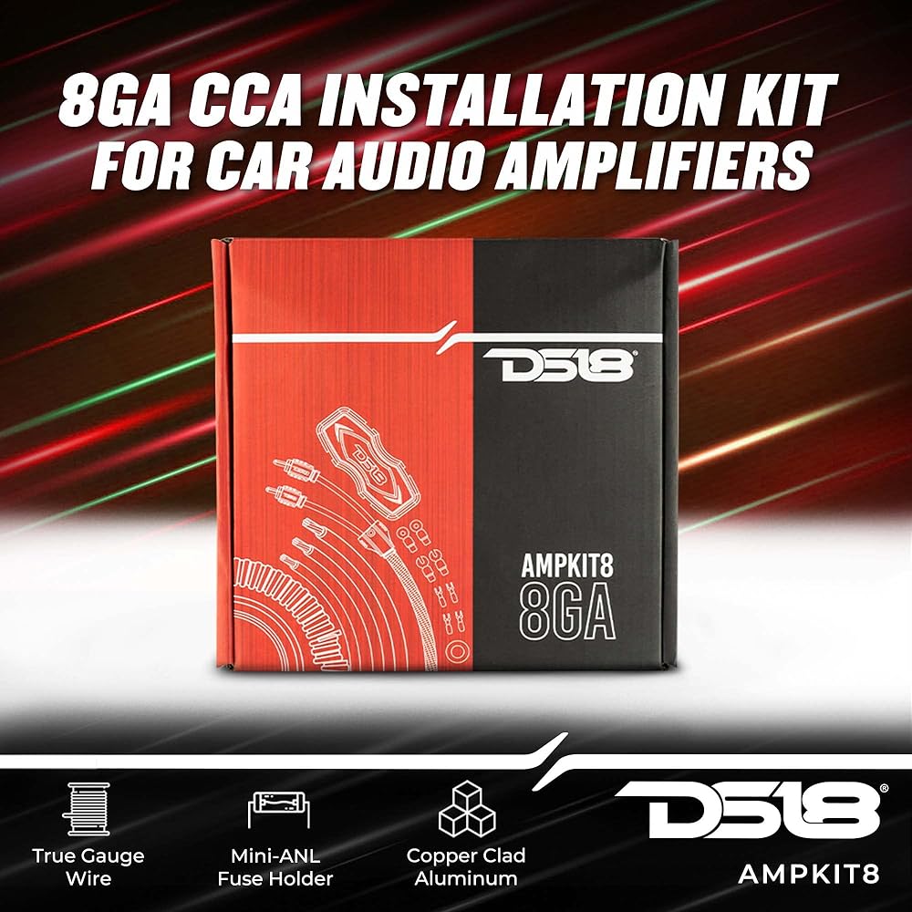 DS18 DS-AMPKIT8 High Power 8GA Complete Amplifier Wiring Kit, Super Flex Wire, Installation Cable. 8-Gauge DS-ampkit8