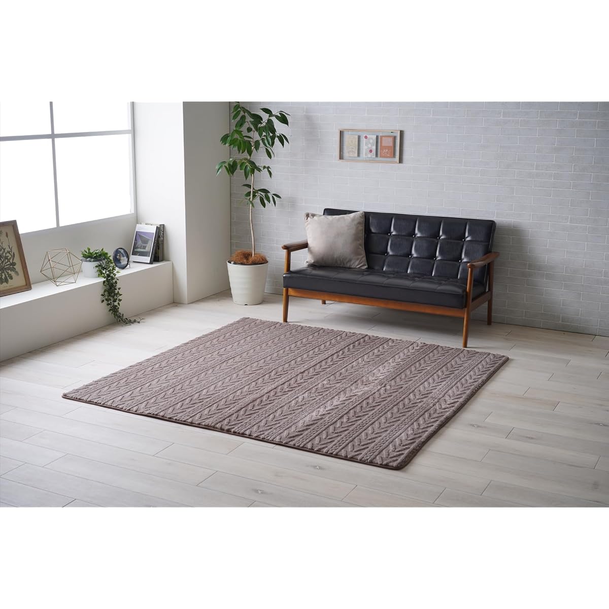 Ikehiko Rug Carpet Mat Rectangle Altera Brown Approx. 200 x 240cm Cushion Non-Slip Comfortable Soft Washable Flannel Simple #1280900061303