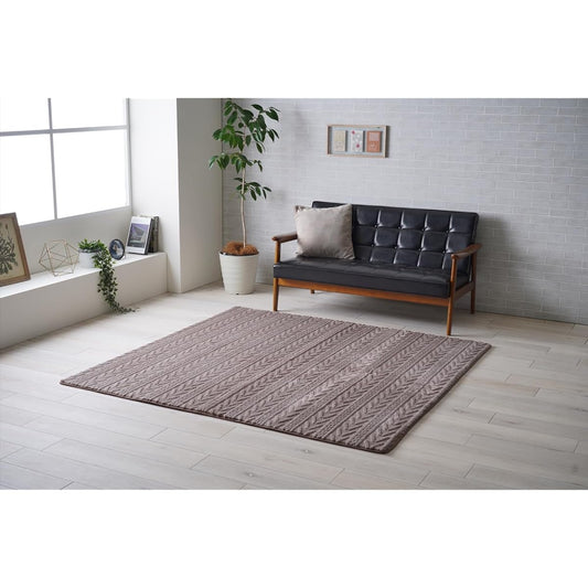 Ikehiko Rug Carpet Mat Rectangle Altera Brown Approx. 200 x 240cm Cushion Non-Slip Comfortable Soft Washable Flannel Simple #1280900061303