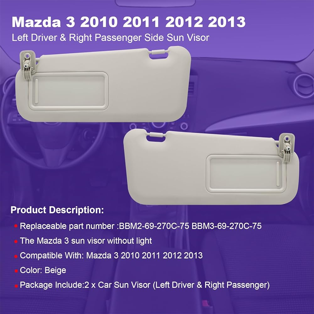 Left driver & right passenger seat Sanbizer Mazda 3 2010 2012 2013 BBM2-69-270C-75 BBM3-69-270C-75 Beige