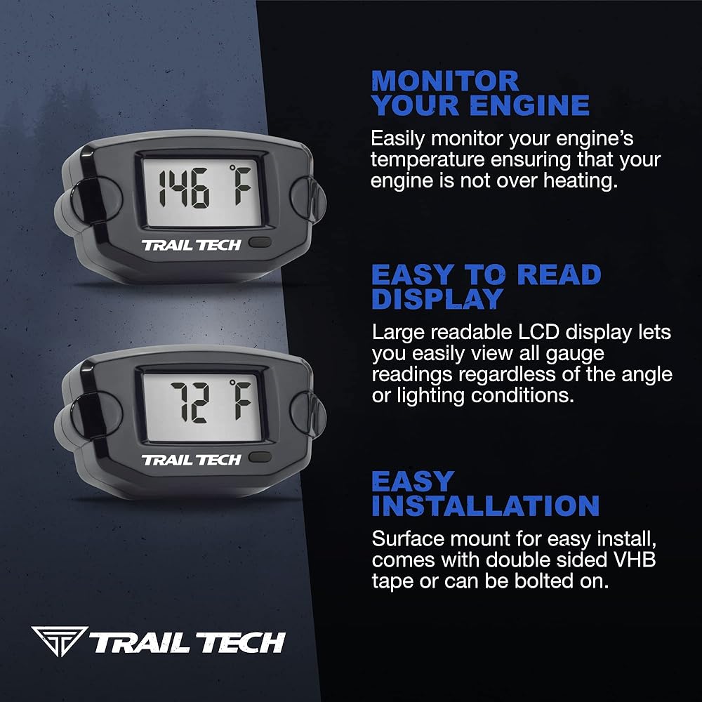 TRAIL TECH 742-EH4 Black TTO temperature digital gauge 16mm radiator hose sensor