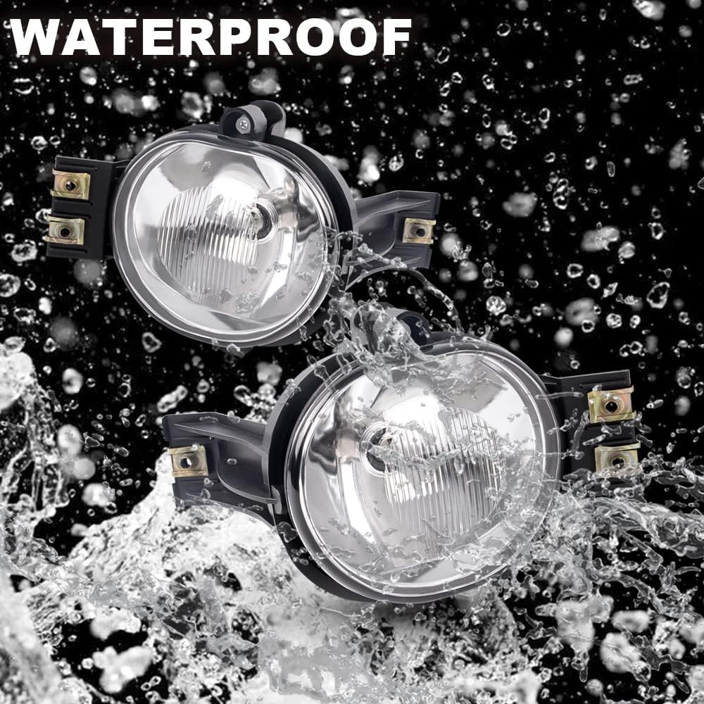 G-PLUS Clear Lens Fog Light Dodge Lamb 1500 02-08 / 03-09 RAM 2500 3500 / 04-06 DURANGO pair+Valve driver and passenger side operation lamp