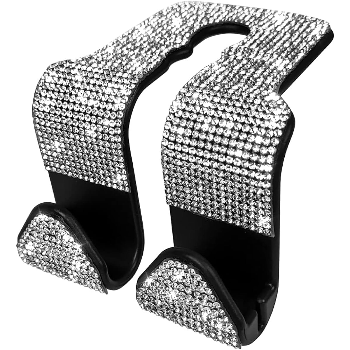 SEAMETAL Bling Car Seat Hook Front Seat Auto Hook Bling Car Hanger Glitter Car Hanger for Back Seat (Silver 2 in 1)