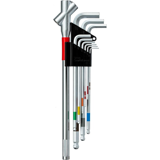 WISE Ball Point Hex Wrench Set of 9 (Long Handle Included) Made in Japan/Final tightening possible/[SBL-1000]