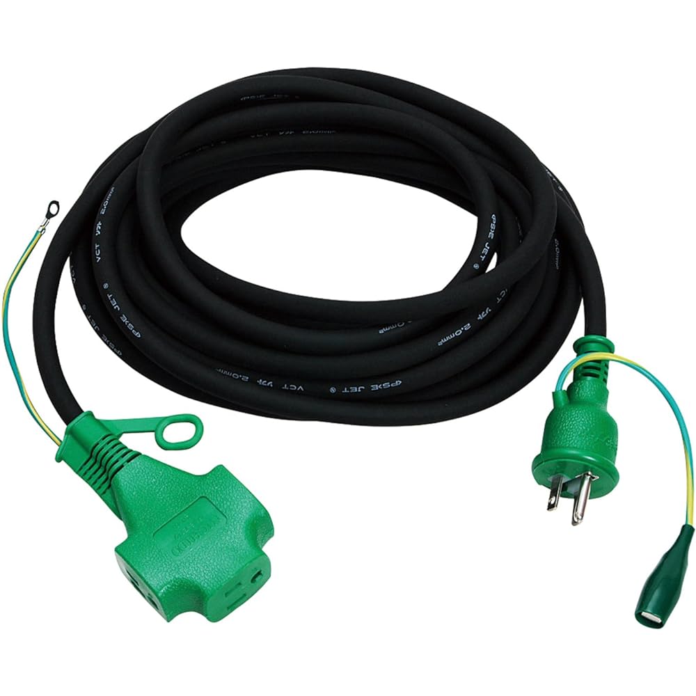 Nichido Kogyo PPT-10E-BK Triple Pockin Extension Cord Black 07261