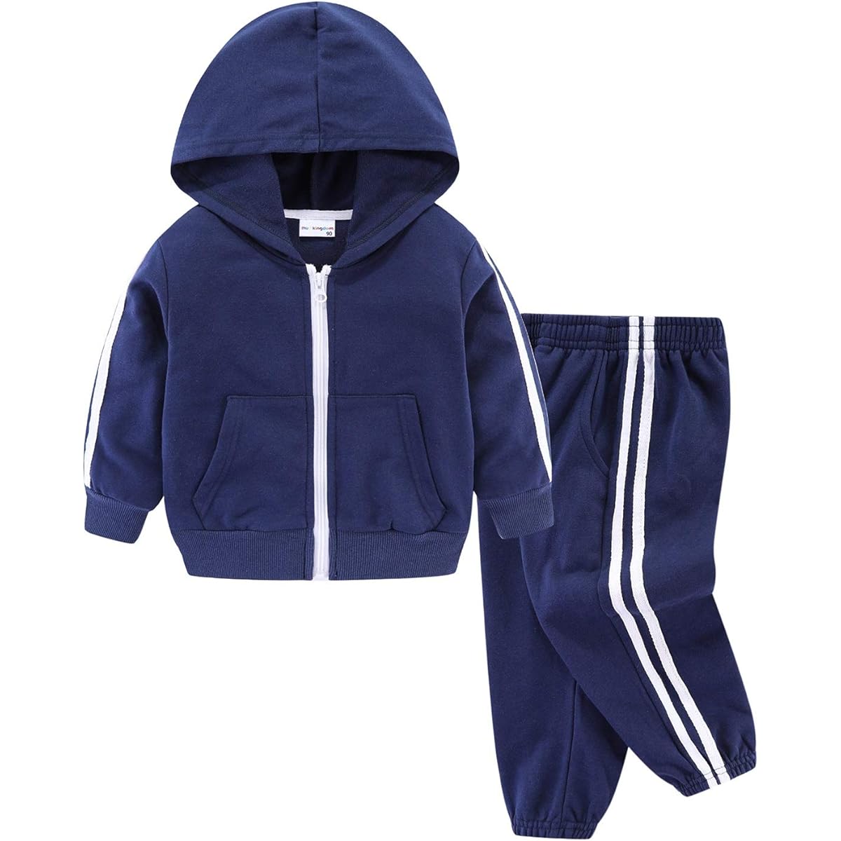 [LittleSpring] Kids Jersey Top and Bottom Junior Lined Hoodie Sweatpants Children's Clothes Boys Girls Training Wear Sports