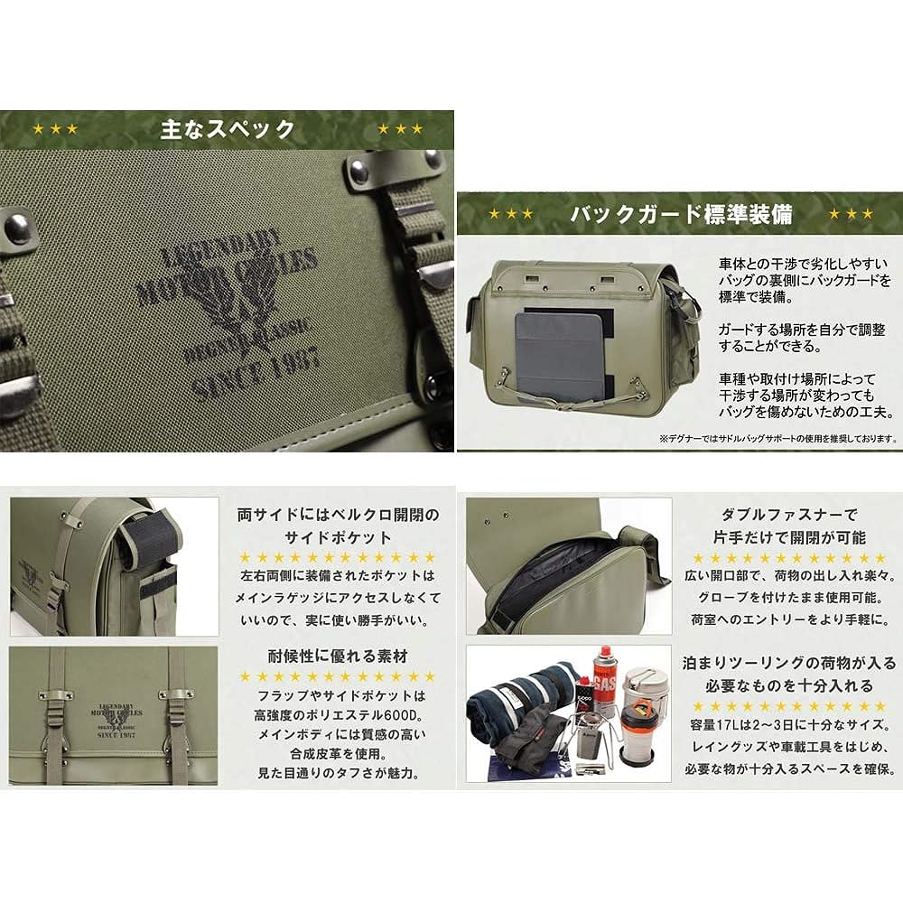 DEGNER Military Taste Nylon Saddle Bag/MILITARY TASTE NYLON SADDLEBAG (Khaki) NB-182