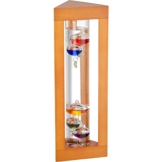 Icy Galileo thermometer wooden frame triangle