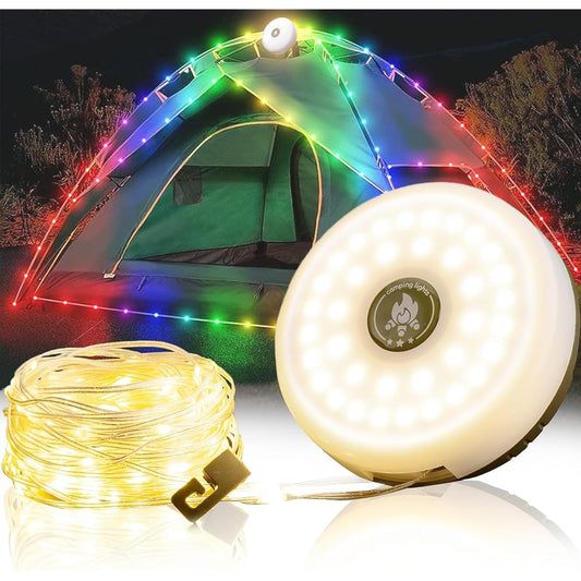 LED Lantern, Camping Light, String Light, 2 in 1 Multifunctional Lantern, Indoor/Outdoor Lighting, Illumination, Garden Light, 8 Lighting Modes, Hand Crank Storage, Comes with Magnetic Type, Compact, Portable, IP44 Waterproof, RGB Flashing, Christmas/Cam