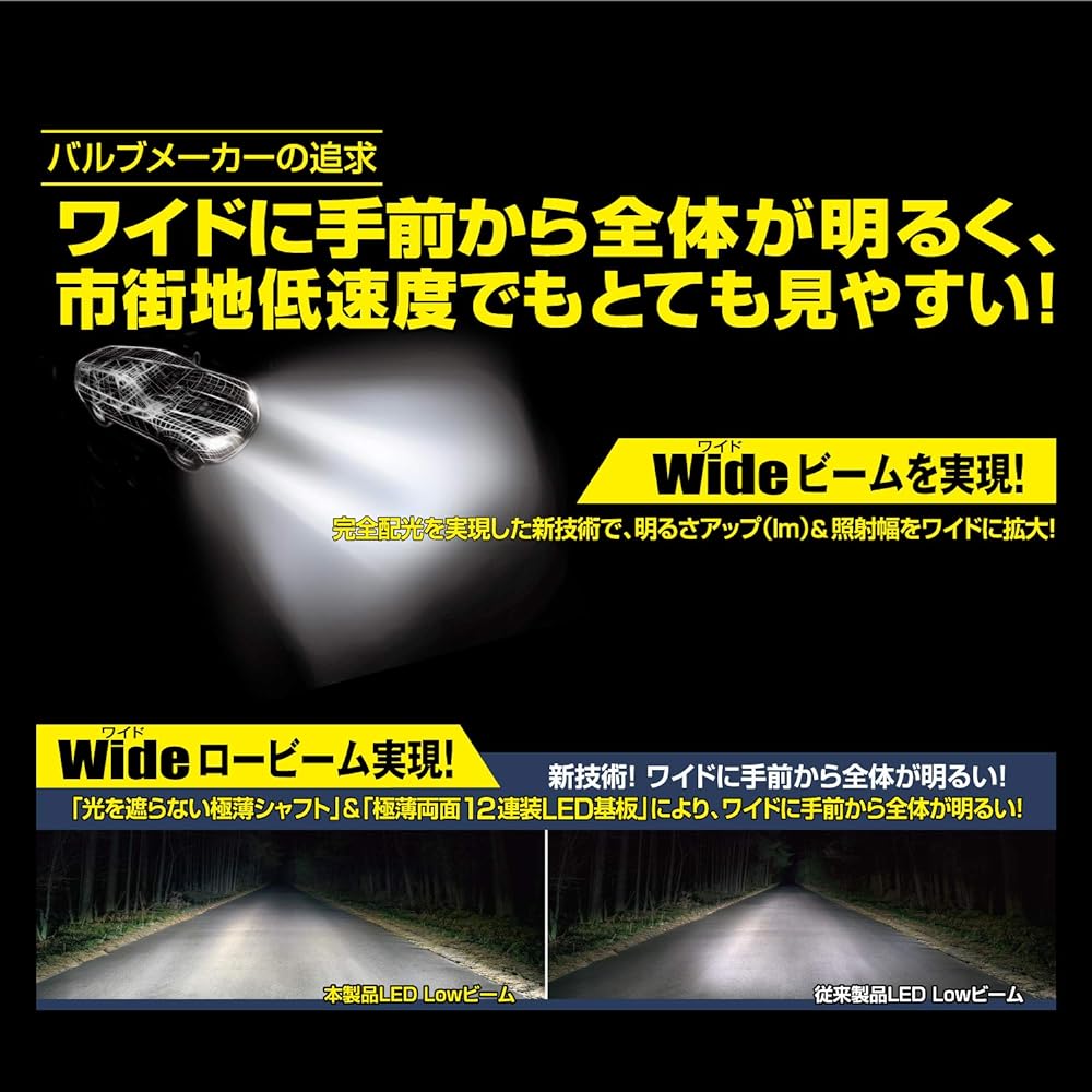 PIAA LED bulb for headlight/fog lamp 6000K 4000lm* HB3/HB4/HIR1/HIR2 12V 20W Vehicle inspection compatible 3 year warranty Premium specification/wide beam for city driving LEH141