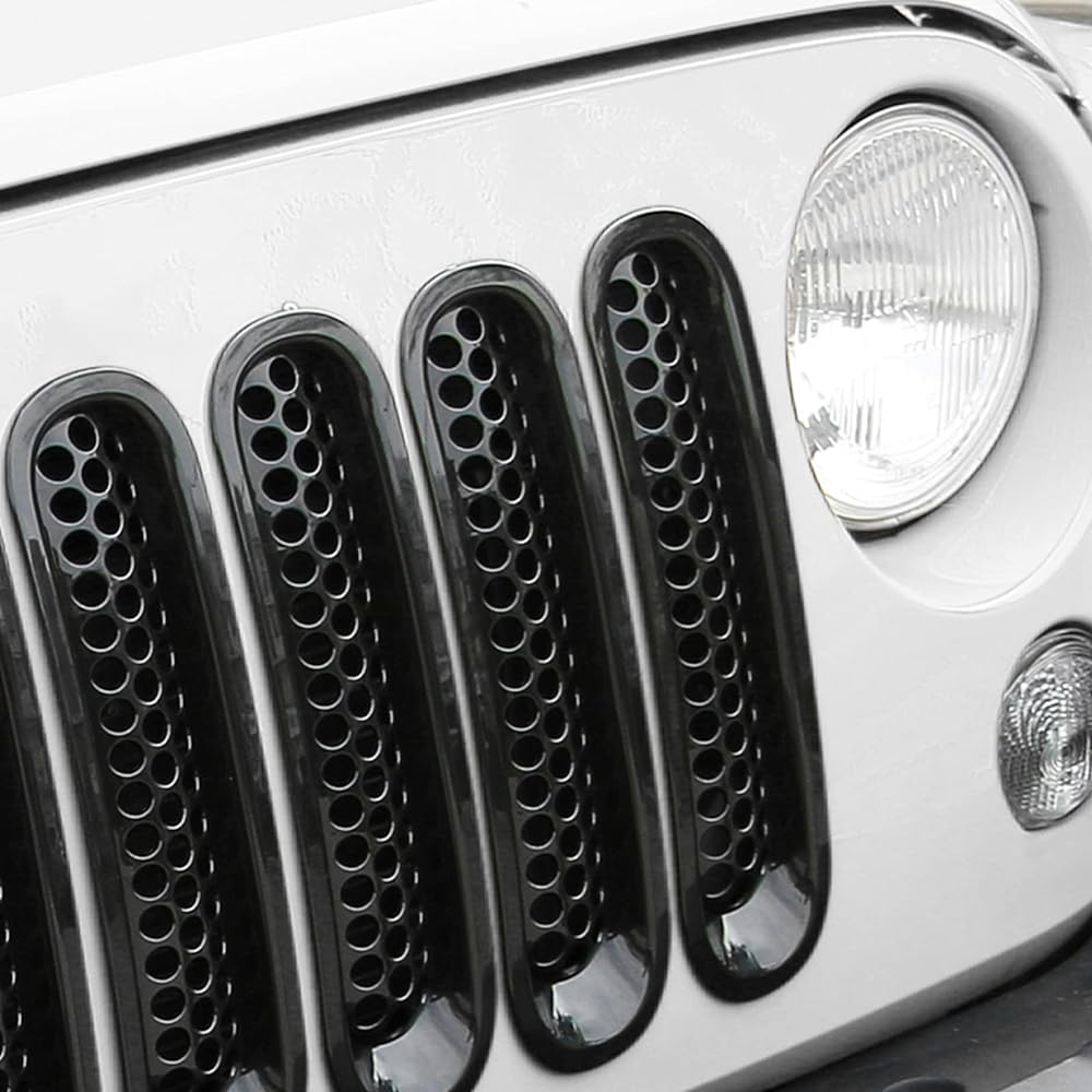 Upgrade Version Clip Anglill Front Mesh Grill Insert for Jeep Wrangler 2007-2016 Black SZZT-38