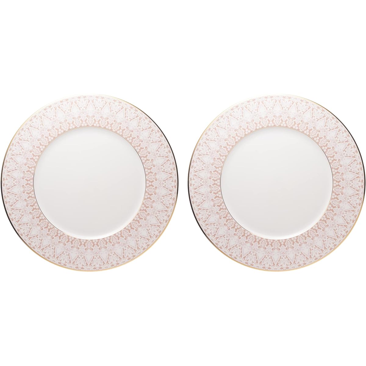 NARUMI Plate Set Aurora 21cm Pink Lace Pattern Stylish Set of 2 with Gift Box 52251-23113