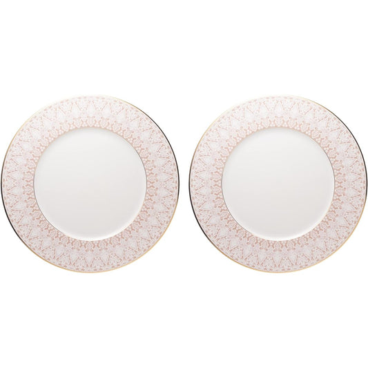 NARUMI Plate Set Aurora 21cm Pink Lace Pattern Stylish Set of 2 with Gift Box 52251-23113