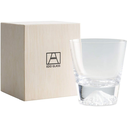 Tajima Glass Glass Edo Glass Mt. Fuji rocks glass in wooden box (clear (no surface treatment))