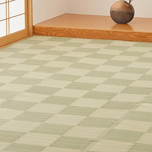 Hagiwara PP pattern overlay Green Edoma 4.5 tatami "Kurama" Igusa style pattern overlay Flower mat washable Approx. 261X261cm