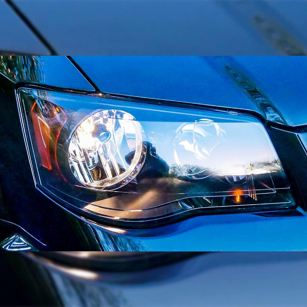 ECOTRIC Pair Headlight 2011-2020 DODGE Grand Caravan 08-16 CHRYSLER TOWN & COUNTRY Black housing headlamp (driver's passenger seat)