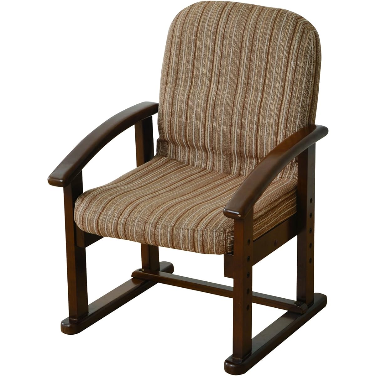 Yamazen High Chair Reclining (Backrest) High Legs, Middle Back, Easy to Stand and Sit, Adjustable Height, Backrest that Fits the Waist, Doesn't Wobble, Finished Product, Striped/Dark Brown KMZC-55(VS1)
