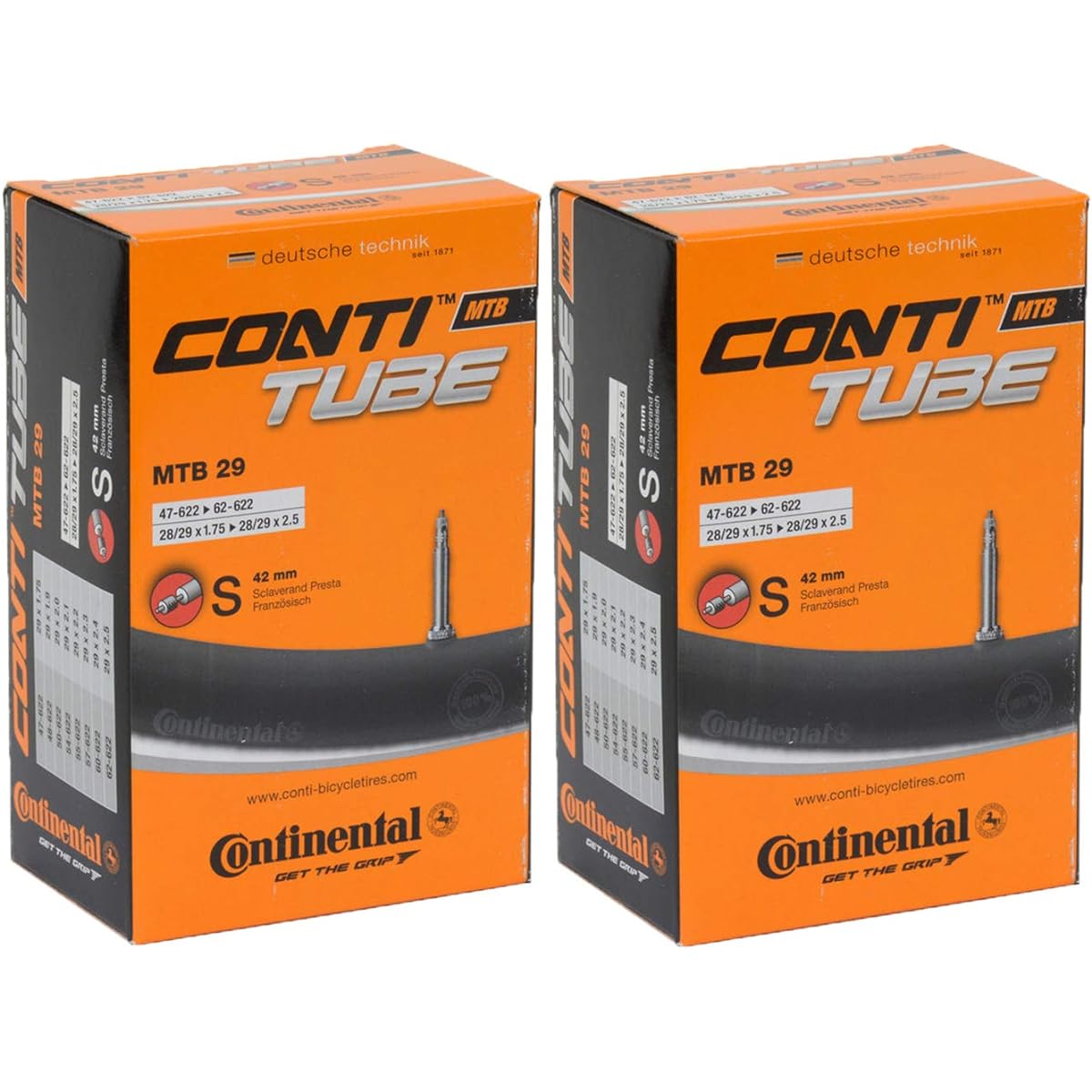 Set of 2 Continental Tube 29 Inch Presta 42mm Tube MTB 29" S42 Mountain Bike [Parallel Import]