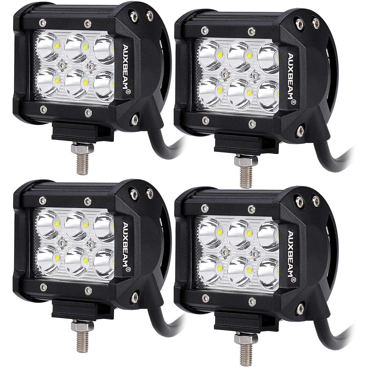 AUXBEAM 4 -point 4 inch LED light bar 18W LED pod spot beam 3W LED chip driving light waterproof LED bar