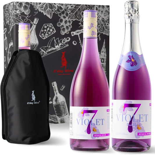 [Violet-colored sparkling & white wine + wine cooler set selected as a gift] G'dayWine Violet Seven [Violet-colored sparkling wine & white wine, semi-sweet, light body, Australia 750ml, gift box, ice cooler included]
