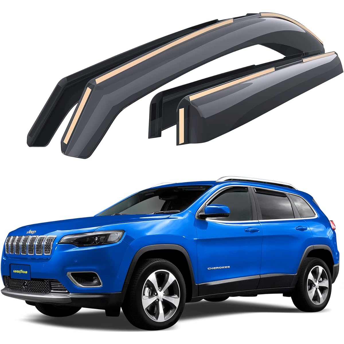 GOODYEAR (Goodyear) GY003427 Window Dy Frector Jeep Cheroke 2014-2023 Window Vizer Car Accessory Rain Guard Rain Guard 4 Four Deflector