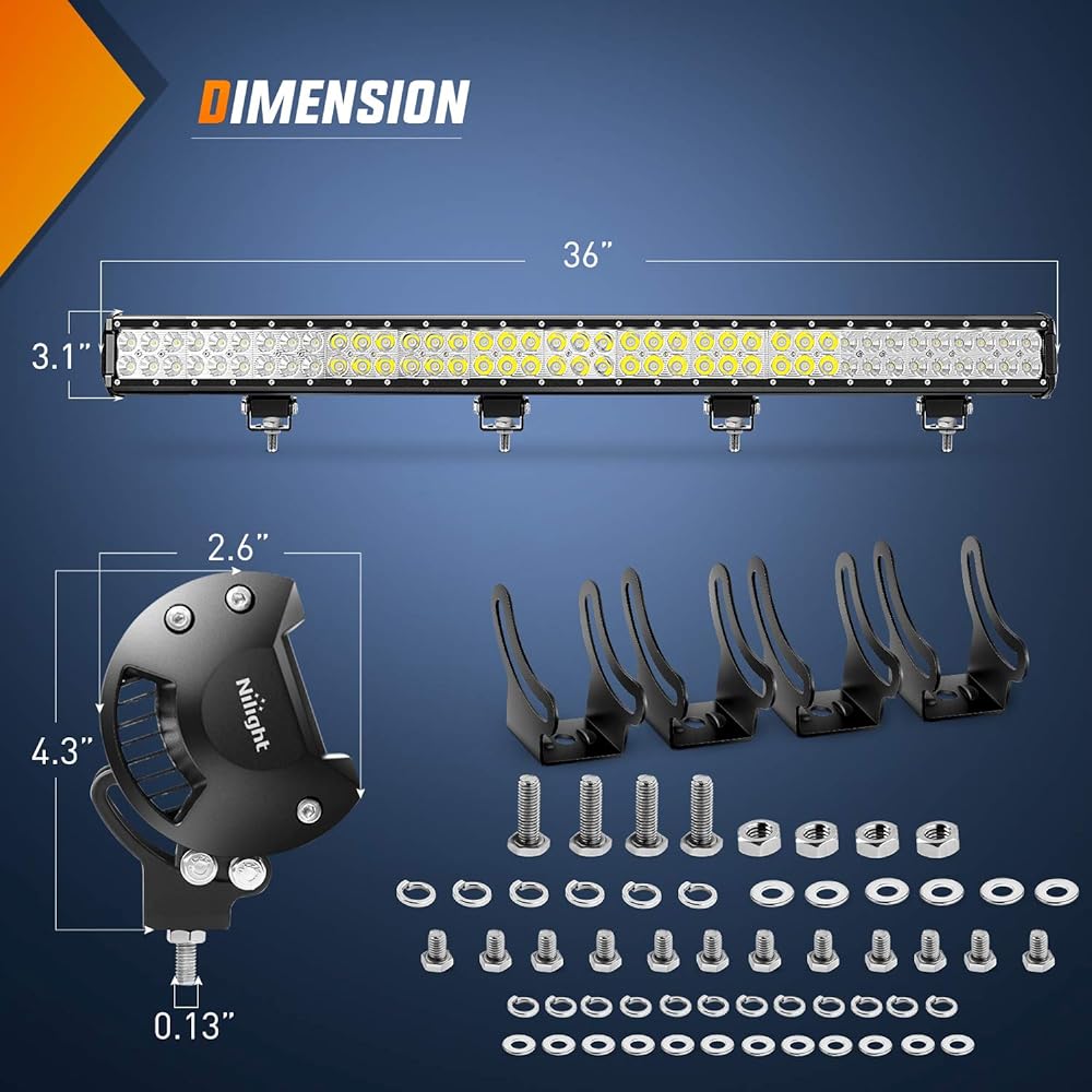 NILIGHT 36 inches 234 W LED Light Bar Combo 24 V 12 V Track SUV Ban Campper Wagon Pickup Off Road Light, 2 Year warranty