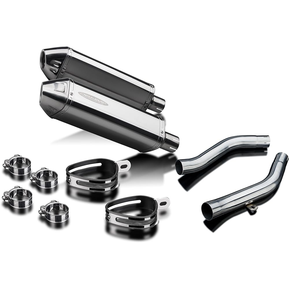 DELKEVIC Slip-on Stainless Steel Tri-Oval Muffler KAWASAKI Z1000 2003-2006 320mm KIT1114