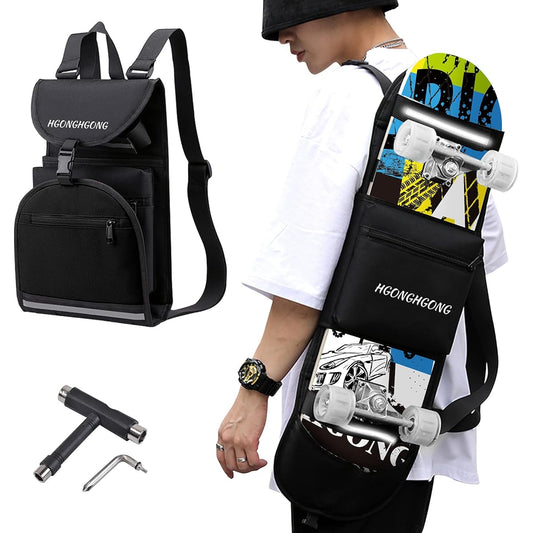 HG HGONG HGONG Skateboard Skateboard Rucksack Skateboard Bag Nylon Bag Skateboard Cover Skateboard Storage Bag Portable Case Large Capacity Multifunctional Rucksack Bag Pack Shoulder Protective Bag Durable with Pocket Waterproof Cover [Comes with General