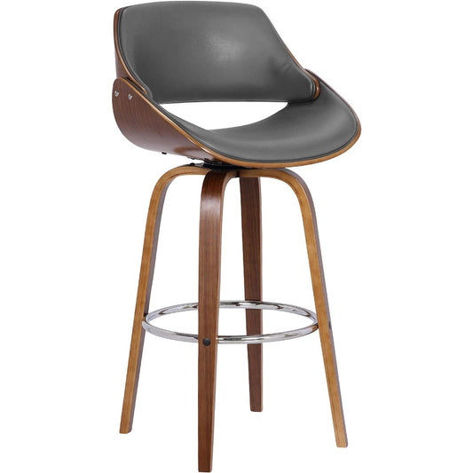 Armen Living Mona Rotating Bar Stool Gray Faux Leather/Walnut Wood Counter High Chair 66cm [Regular Japanese Import Product]