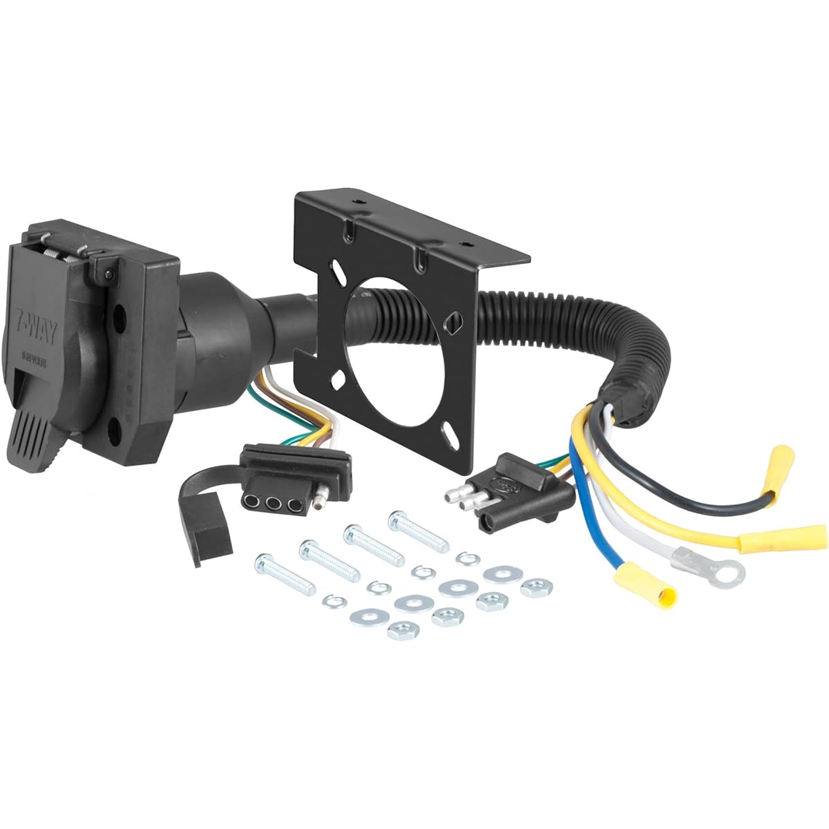 Curt 57672 Dual output 4 -way flat vehicle 7 -way RV blade Trailer wiring adapter black