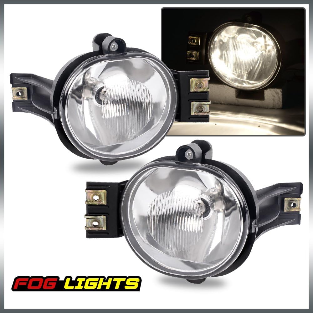 G-PLUS Clear Lens Fog Light Dodge Lamb 1500 02-08 / 03-09 RAM 2500 3500 / 04-06 DURANGO pair+Valve driver and passenger side operation lamp