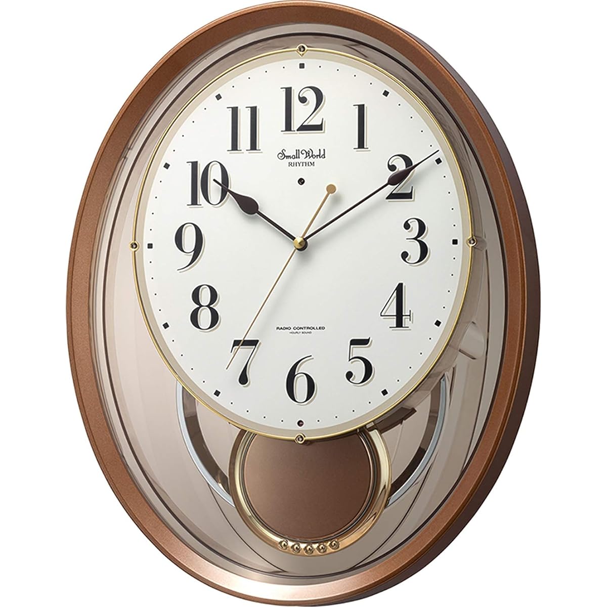 RHYTHM Wall Clock Radio Clock Creative Sound 18 Songs Melody Brown 41.5x32.5x7.6cm 4MN556RH06