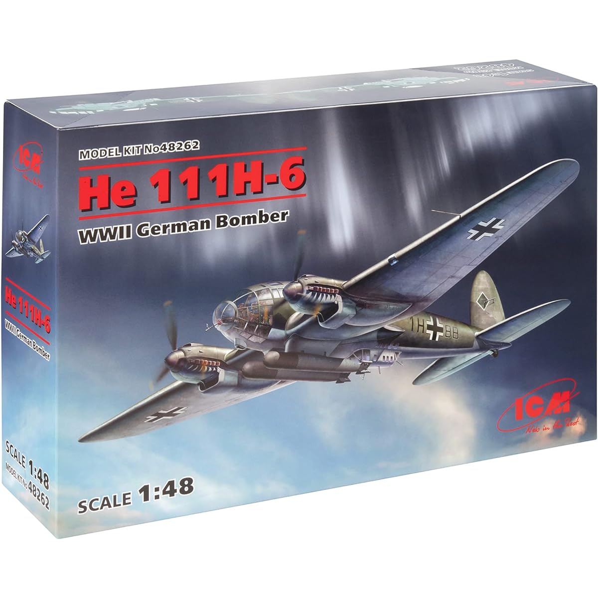 ICM ICM 1/48 Luftwaffe Heinkel He111H-6 Bomber Plastic Model 48262
