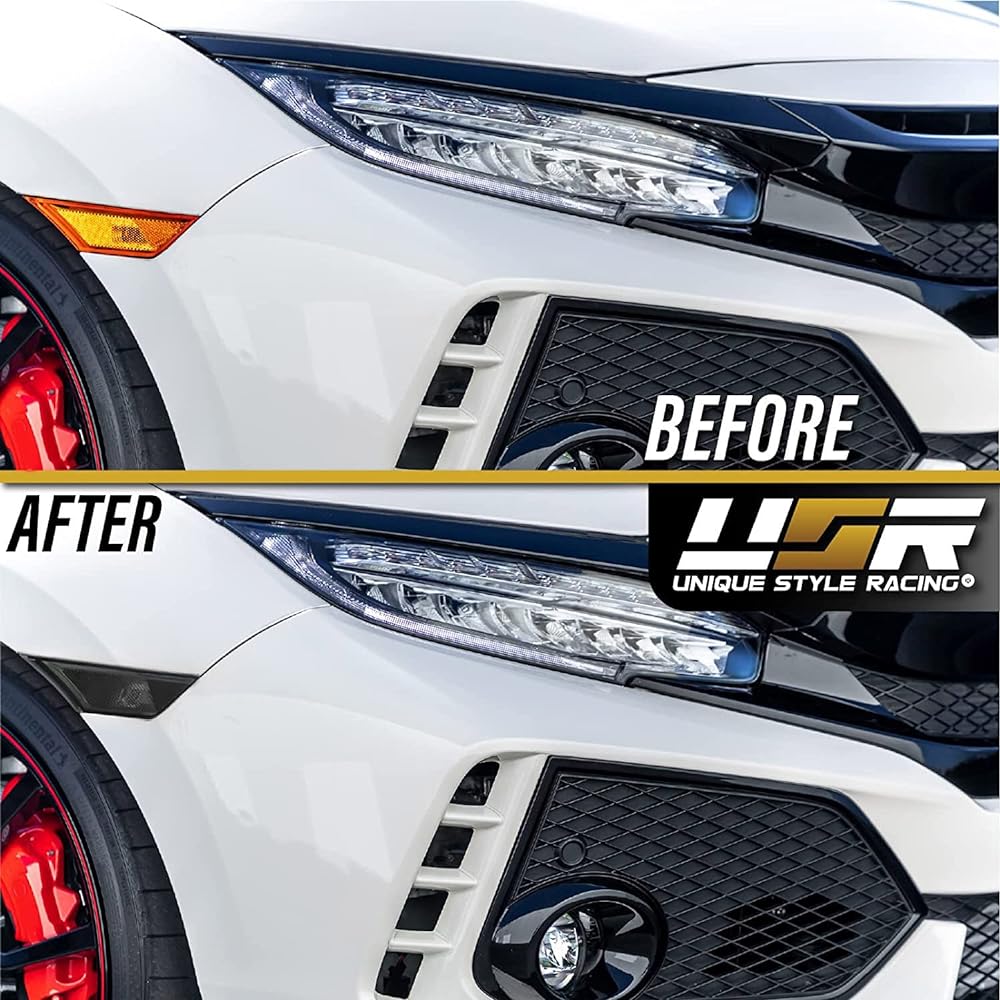 REVI MotorWERKS Depo Smoke Front Bumper Side Marker Light Set + Amber Light Bill 2016-2021 Honda Civic 2D/4D/5D