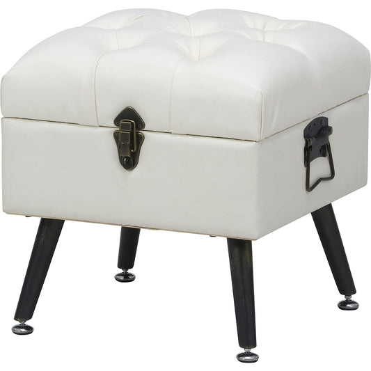 Fuji Boeki Stool Width 40 x Depth 40 x Height 44cm White Trunk Type Storage Synthetic Leather Load Capacity 80kg Dauchez 18563