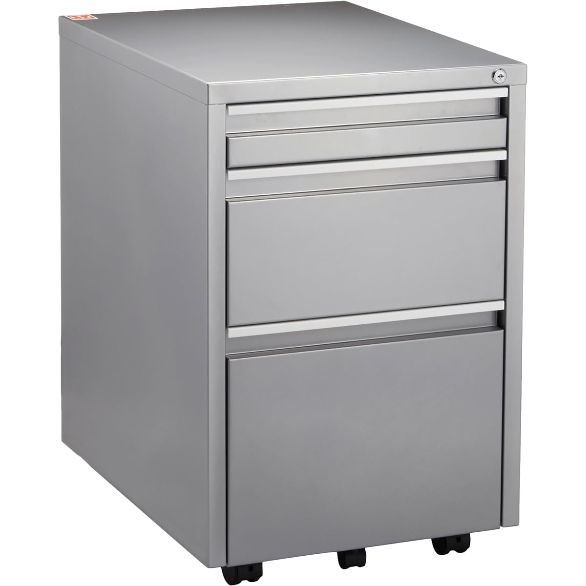 Nakabayashi 3-tier cabinet with key, silver RWX-F510SL