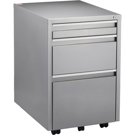 Nakabayashi 3-tier cabinet with key, silver RWX-F510SL