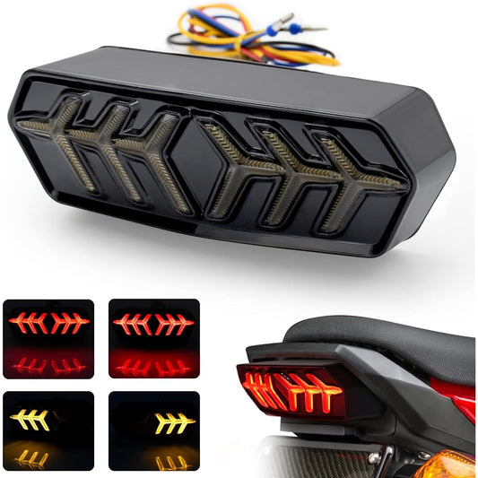 CHCSHH LED Motorcycle Tail Light Integrated Brake Rear Light with Turn Signal Compatible with Honda GROM MSX125/SF CB650F CBR650F CTX700N (Smoke Lens)