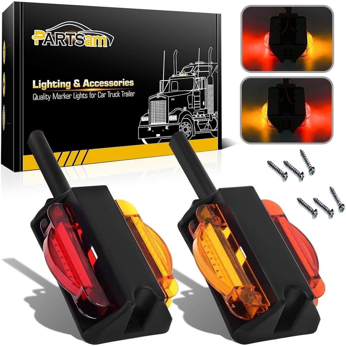 LED Trailer Fender Light Set/2 -Double Face 4 inch LED Marker Clearance Light 7 Diode