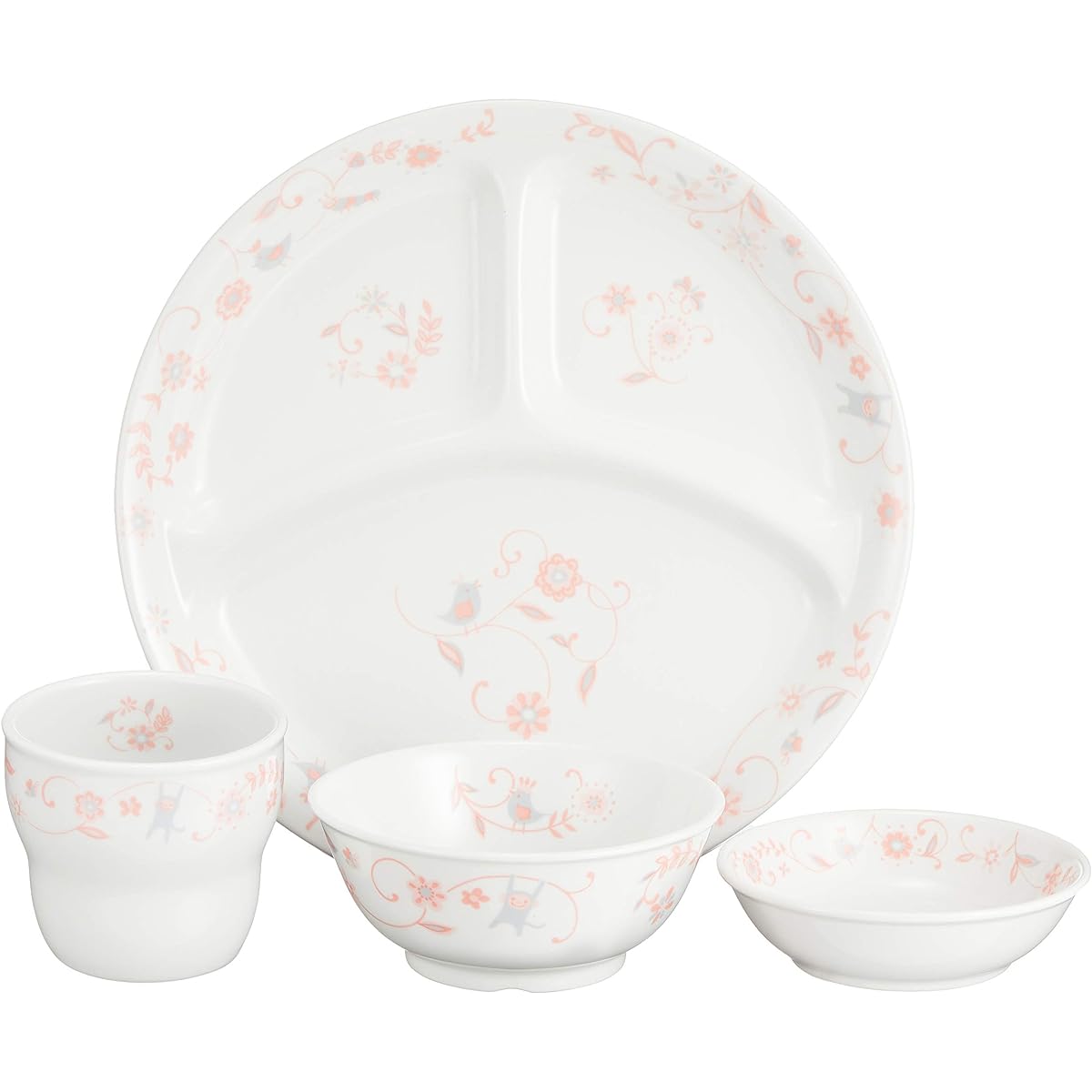 OGISO Sarasa Pink Reinforced Porcelain Tableware Set of 4 (Dishwasher/Microwave Safe) Sarasa Pink M