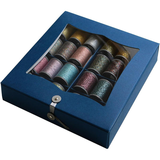 FUJIX Sparkle Lame Paper Box Set, 3 Pieces, 150m, 24 Colors, Sewing Thread, Hand Sewing Thread